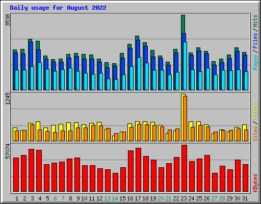 Daily usage for August 2022