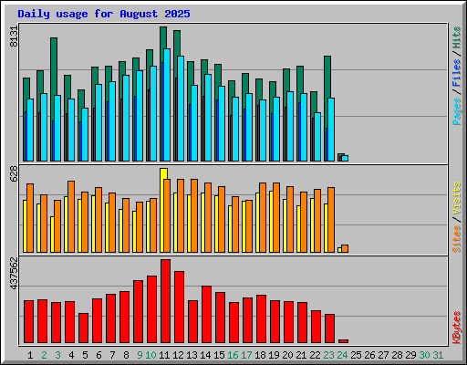 Daily usage for August 2025